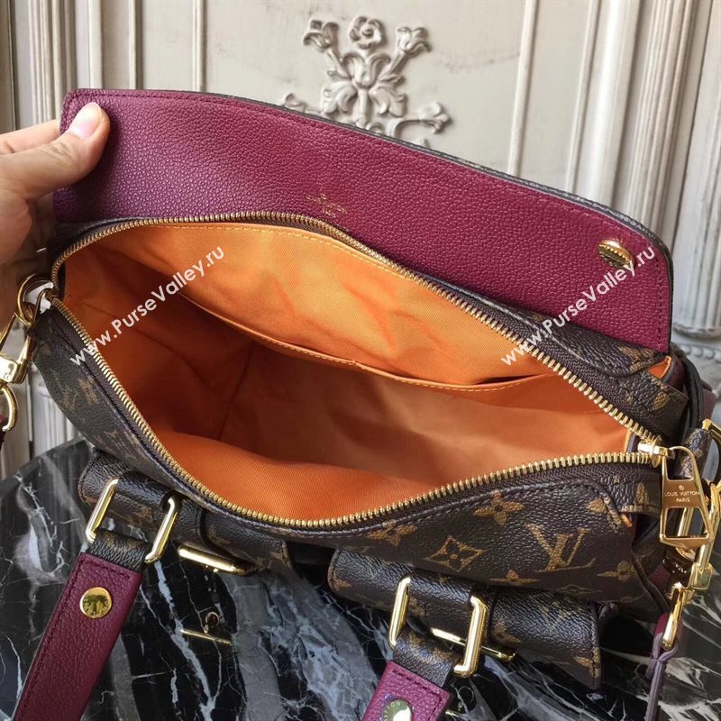 M43482 LV Louis Vuitton Manhattan Bag Monogram Tote Handbag Maroon 6721