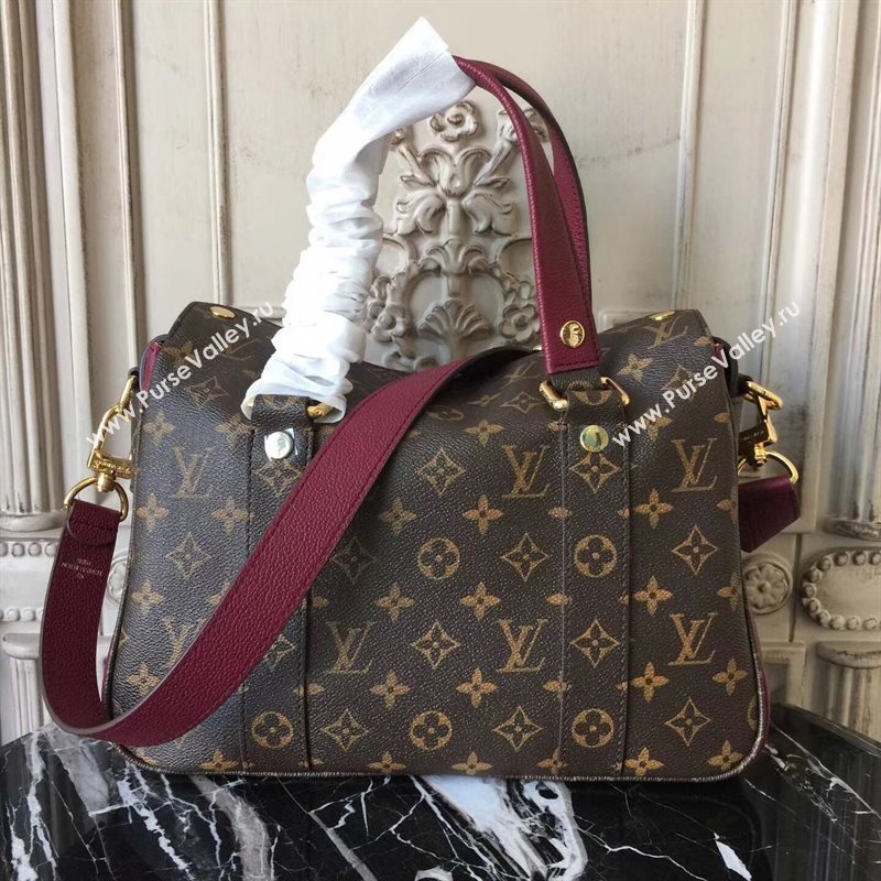 M43482 LV Louis Vuitton Manhattan Bag Monogram Tote Handbag Maroon 6721