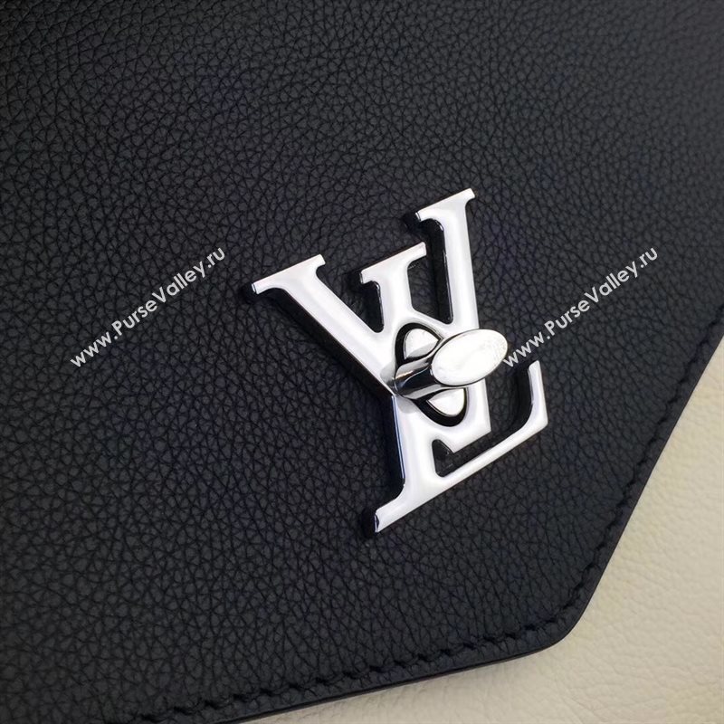 M54878 LV Louis Vuitton My Lockme Bag Twist Real leather Handbag Black and White 6723