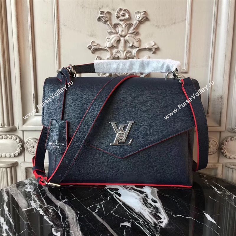 M54849 LV Louis Vuitton My Lockme Bag Twist Real leather Handbag Navy 6726
