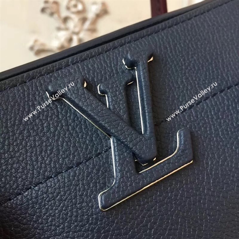 M54842 LV Louis Vuitton Freedom Tote Bag Zipper Real leather Handbag Navy 6727