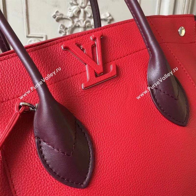 M54844 LV Louis Vuitton Freedom Tote Bag Zipper Real leather Handbag Red 6729