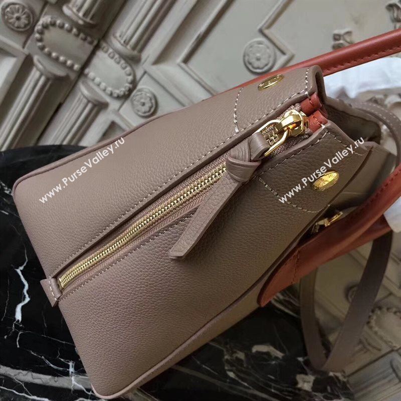 M54841 LV Louis Vuitton Freedom Tote Bag Zipper Real leather Handbag Apricot 6730