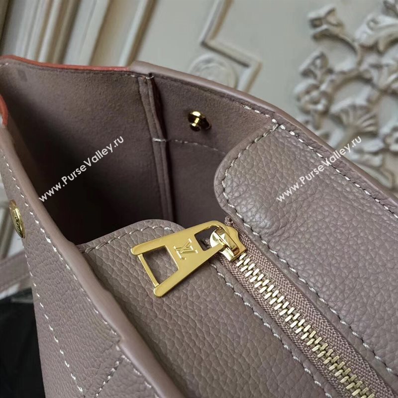 M54841 LV Louis Vuitton Freedom Tote Bag Zipper Real leather Handbag Apricot 6730