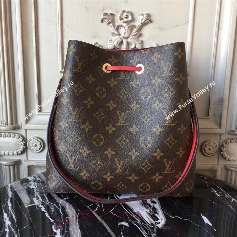 M44021 LV Louis Vuitton Monogram Neonoe Bucket Bag Handbag Red 6731