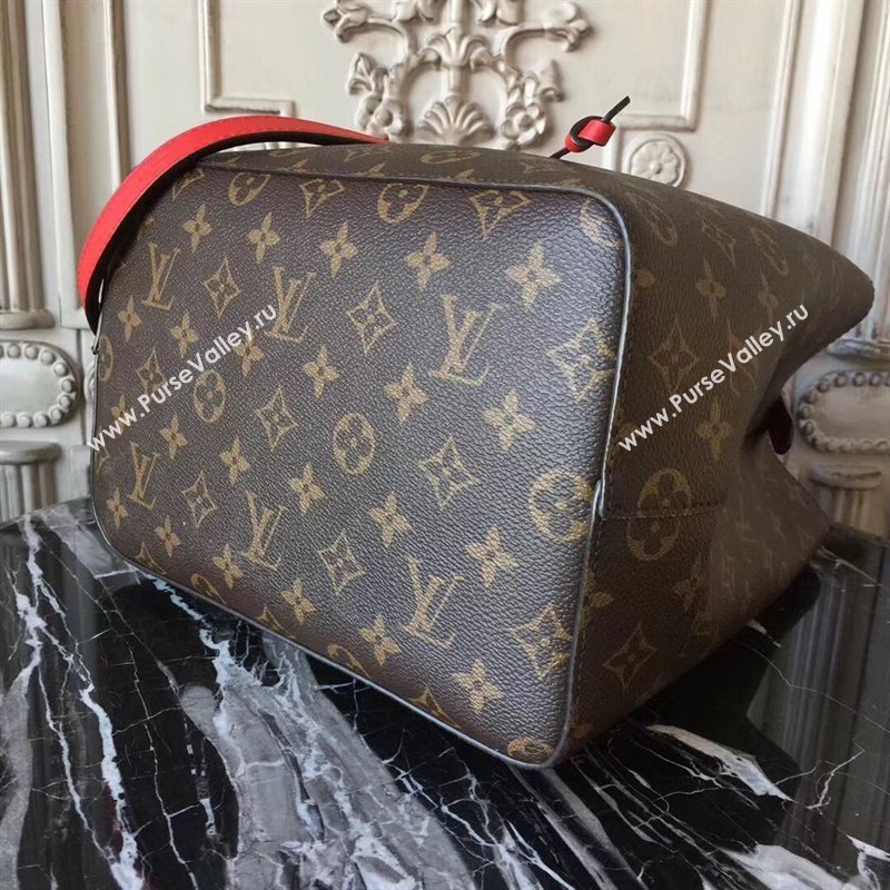 M44021 LV Louis Vuitton Monogram Neonoe Bucket Bag Handbag Red 6731