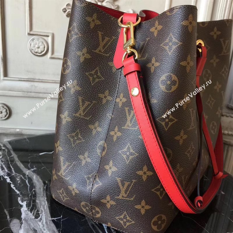 M44021 LV Louis Vuitton Monogram Neonoe Bucket Bag Handbag Red 6731