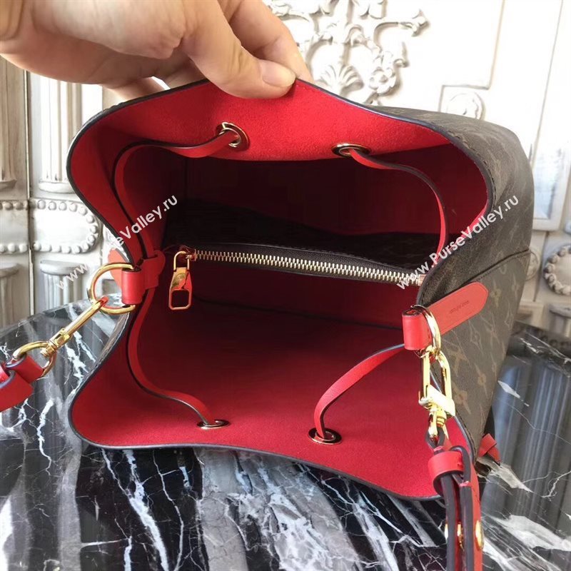 M44021 LV Louis Vuitton Monogram Neonoe Bucket Bag Handbag Red 6731