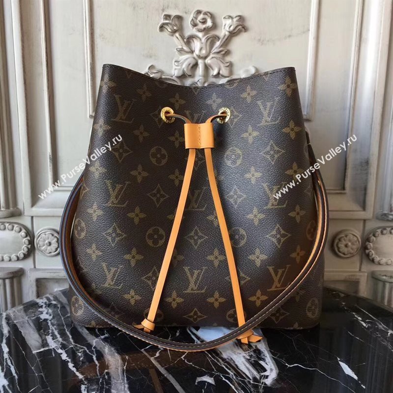 M43430 LV Louis Vuitton Monogram Neonoe Bucket Bag Handbag Orange 6732