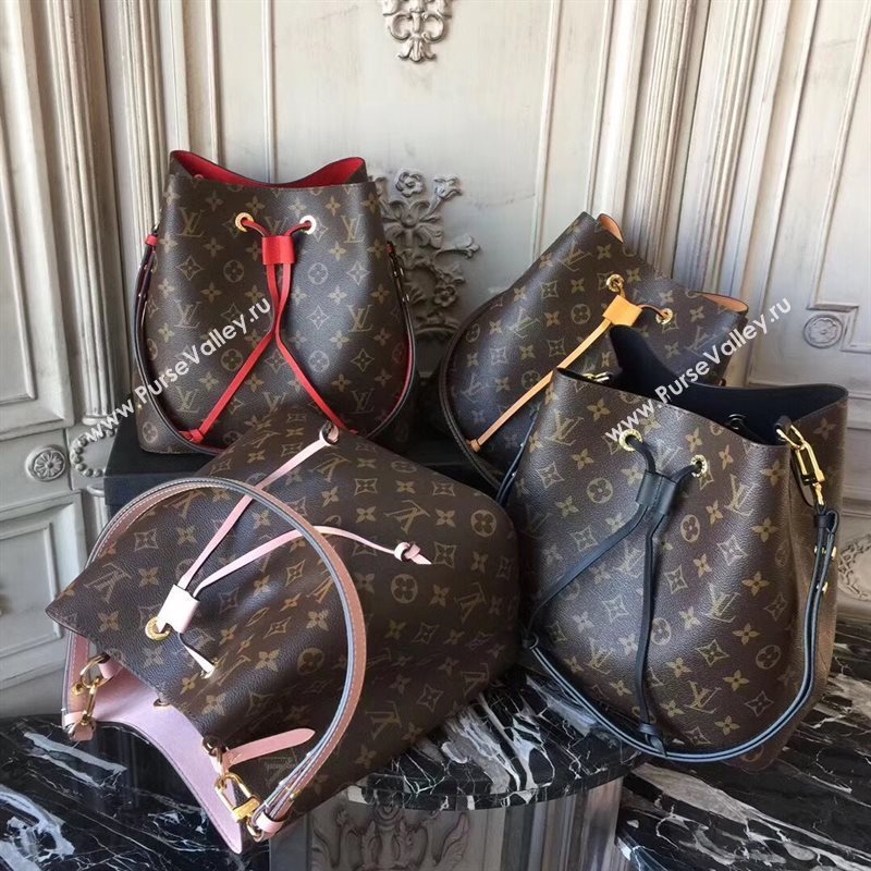 M43430 LV Louis Vuitton Monogram Neonoe Bucket Bag Handbag Orange 6732