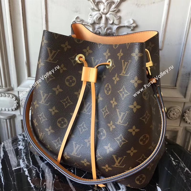 M43430 LV Louis Vuitton Monogram Neonoe Bucket Bag Handbag Orange 6732