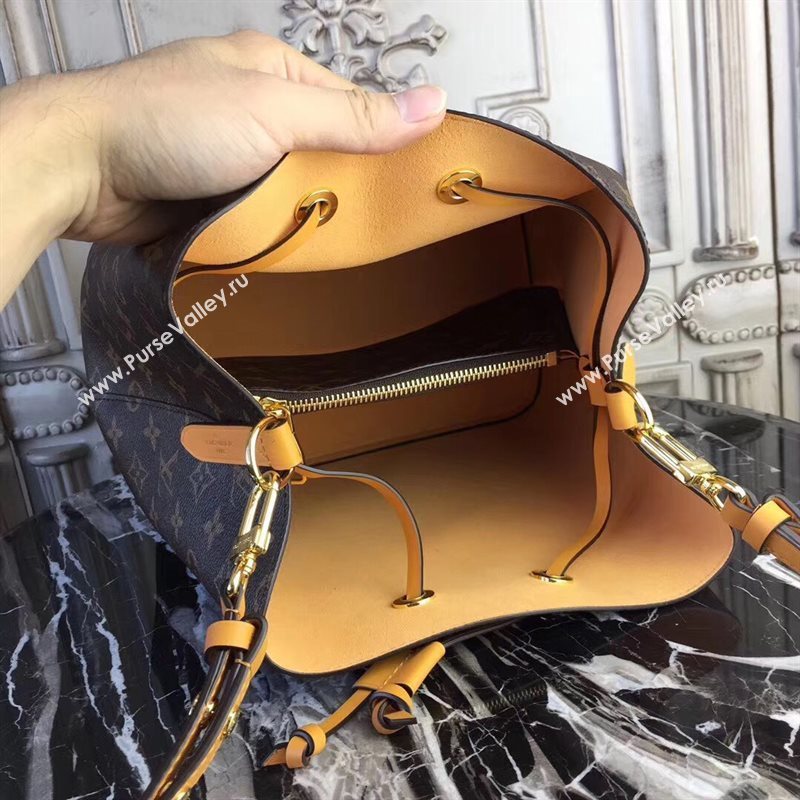 M43430 LV Louis Vuitton Monogram Neonoe Bucket Bag Handbag Orange 6732