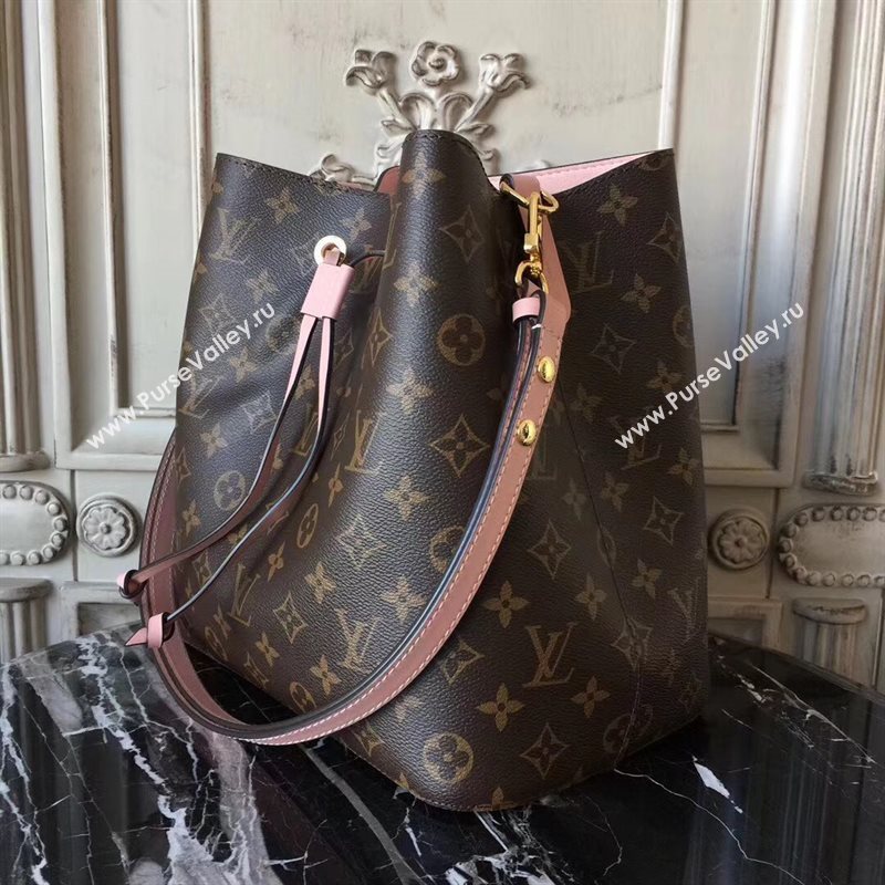M44022 LV Louis Vuitton Monogram Neonoe Bucket Bag Handbag Pink 6734