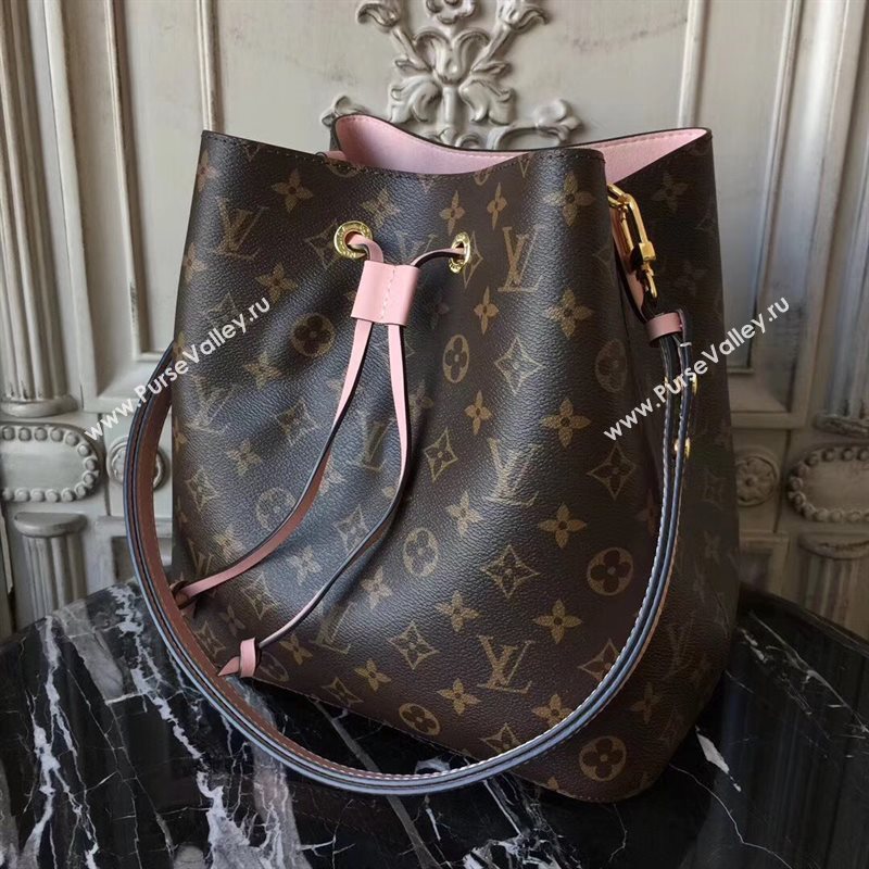 M44022 LV Louis Vuitton Monogram Neonoe Bucket Bag Handbag Pink 6734