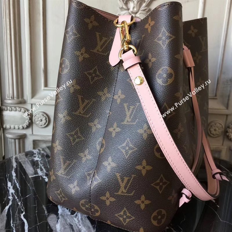 M44022 LV Louis Vuitton Monogram Neonoe Bucket Bag Handbag Pink 6734