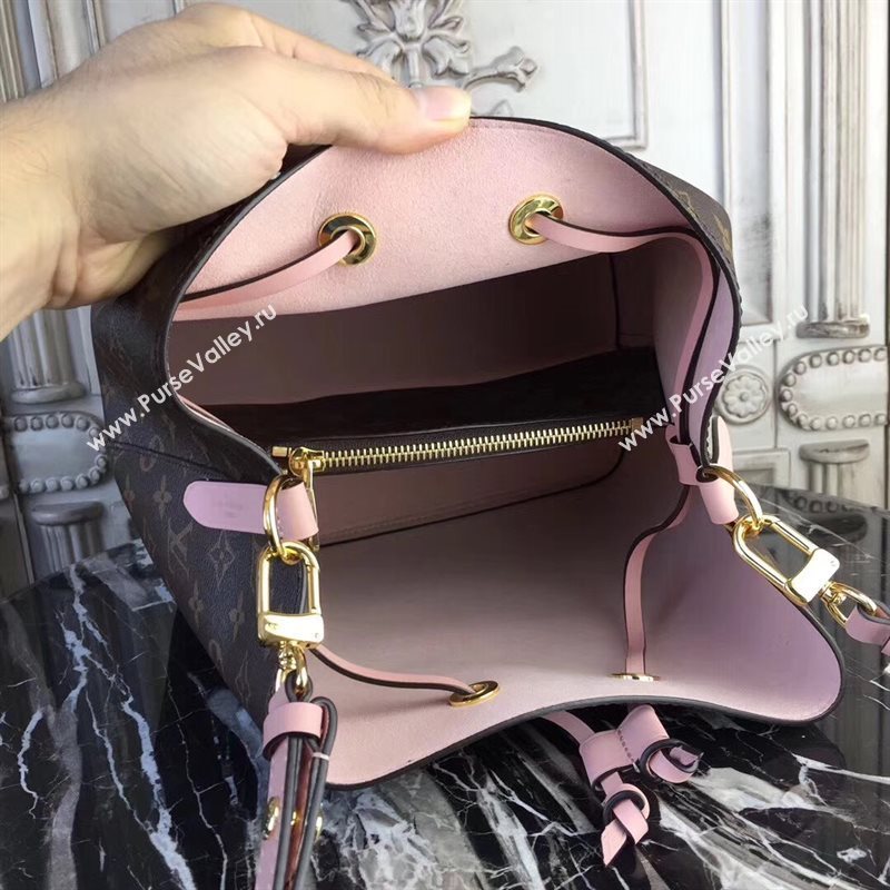 M44022 LV Louis Vuitton Monogram Neonoe Bucket Bag Handbag Pink 6734