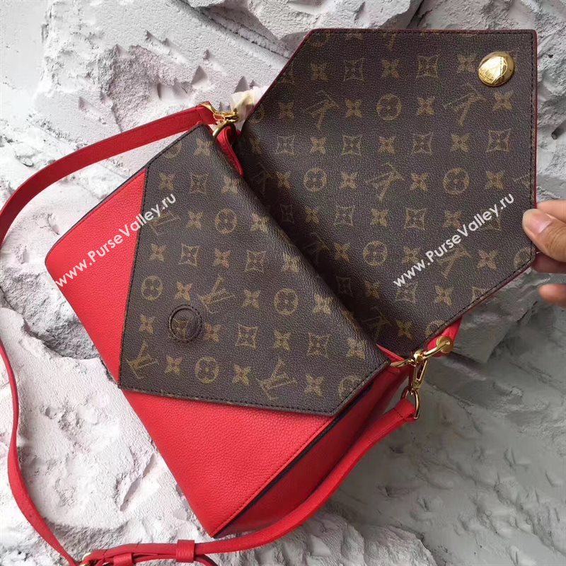 M54624 LV Louis Vuitton Monogram Double V Handbag Real Leather Bag Red 6736