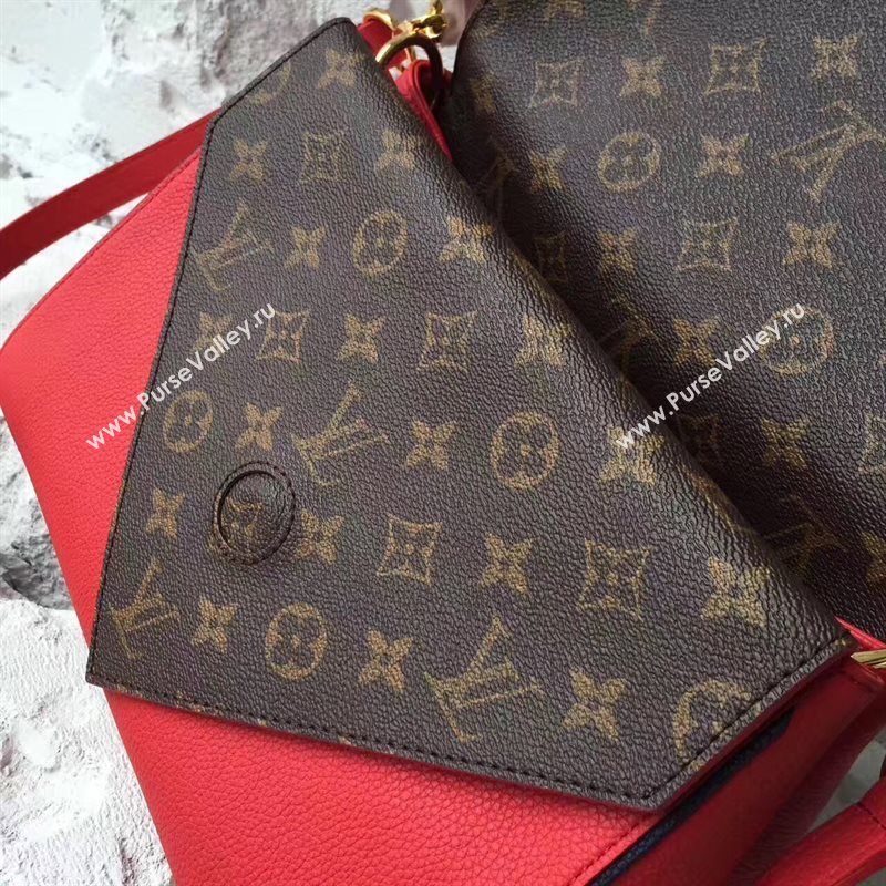 M54624 LV Louis Vuitton Monogram Double V Handbag Real Leather Bag Red 6736