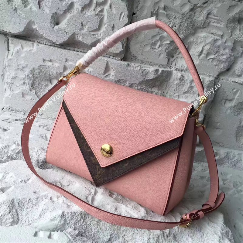 M54440 LV Louis Vuitton Monogram Double V Handbag Real Leather Bag Pink 6737