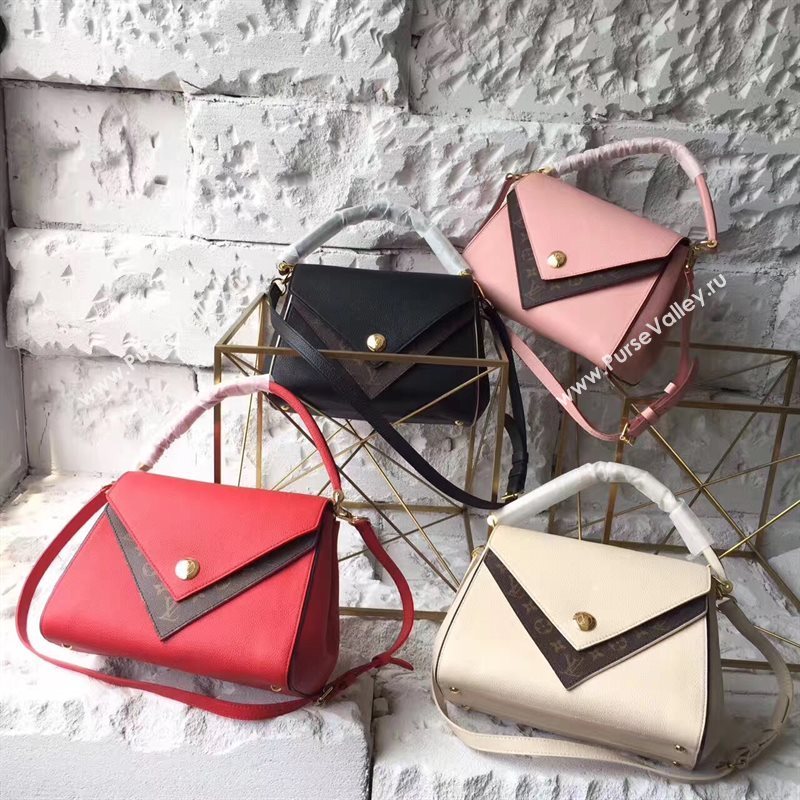 M54440 LV Louis Vuitton Monogram Double V Handbag Real Leather Bag Pink 6737