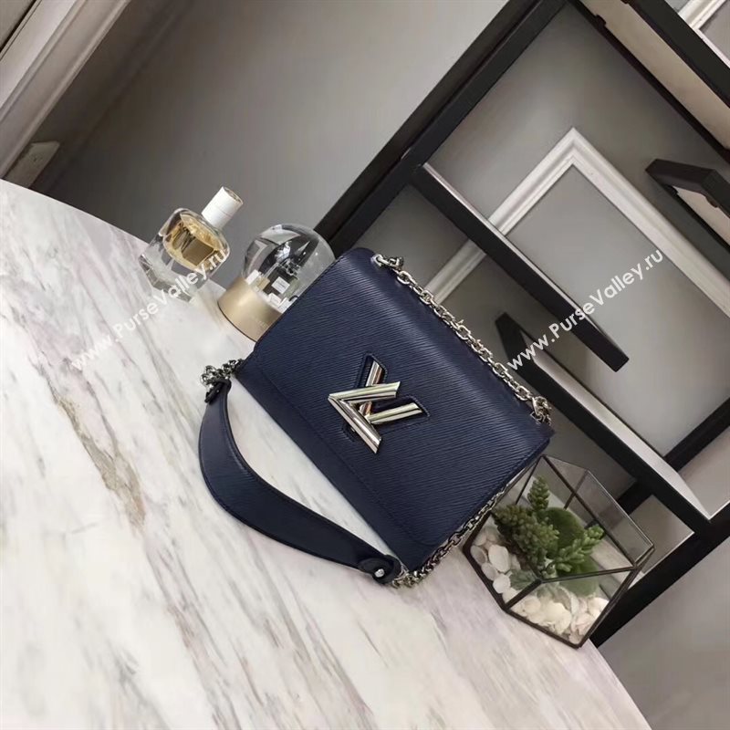 M54317 LV Louis Vuitton Twist MM Chain Bag Epi Leather Handbag Navy 6739