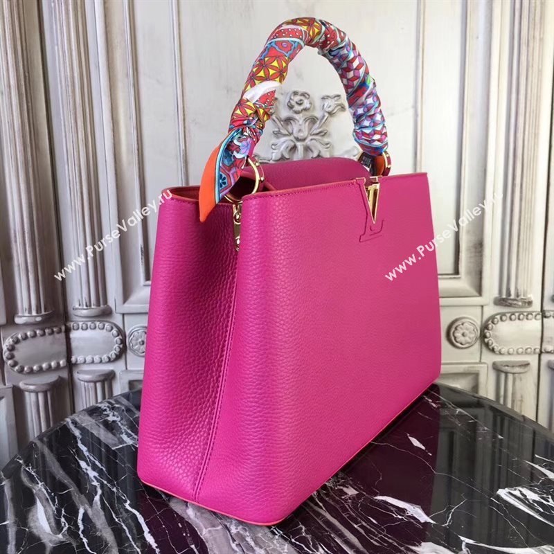 LV Louis Vuitton Capucines MM Bag Real Leather Tote Handbag M95508 Rose 6840