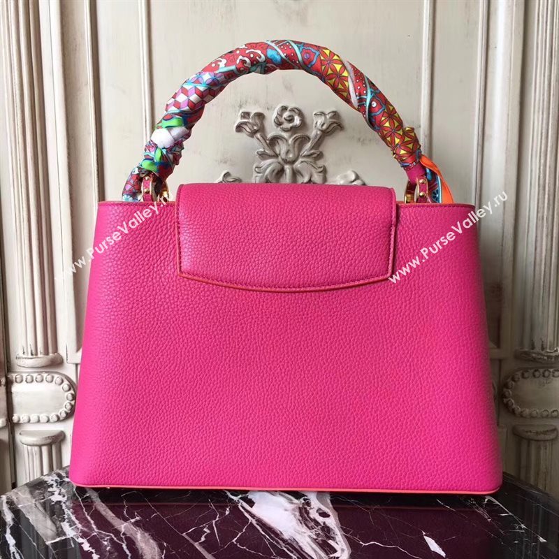 LV Louis Vuitton Capucines MM Bag Real Leather Tote Handbag M95508 Rose 6840