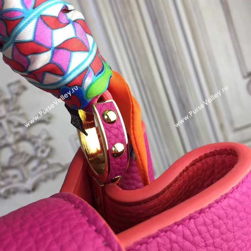 LV Louis Vuitton Capucines MM Bag Real Leather Tote Handbag M95508 Rose 6840