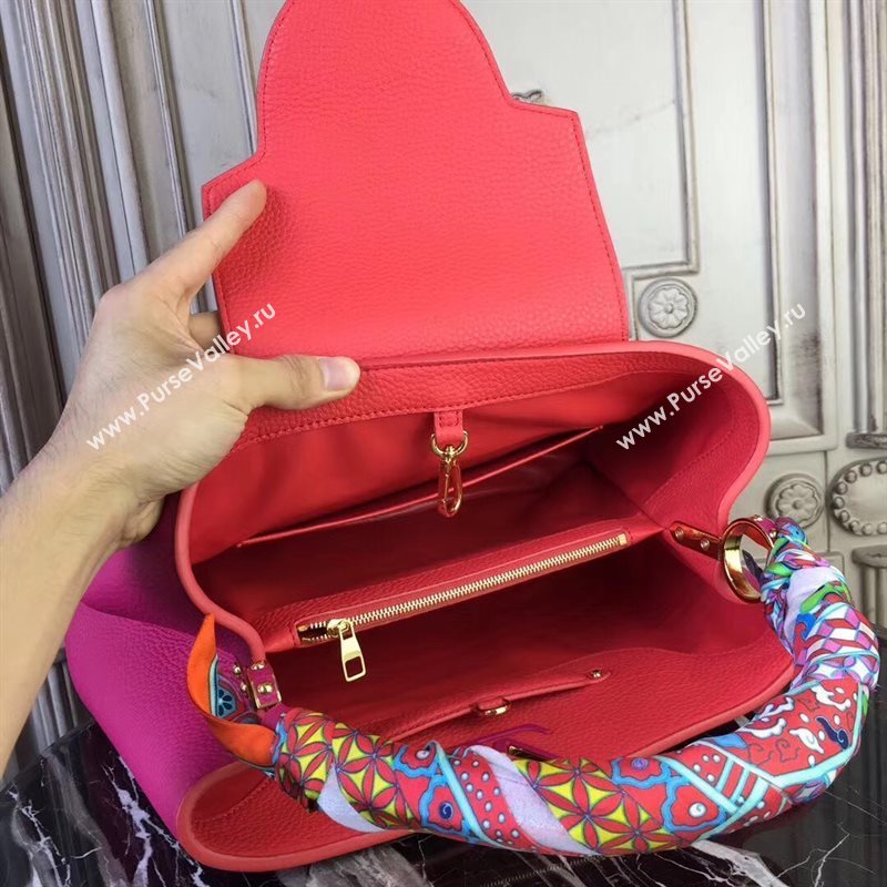 LV Louis Vuitton Capucines MM Bag Real Leather Tote Handbag M95508 Rose 6840