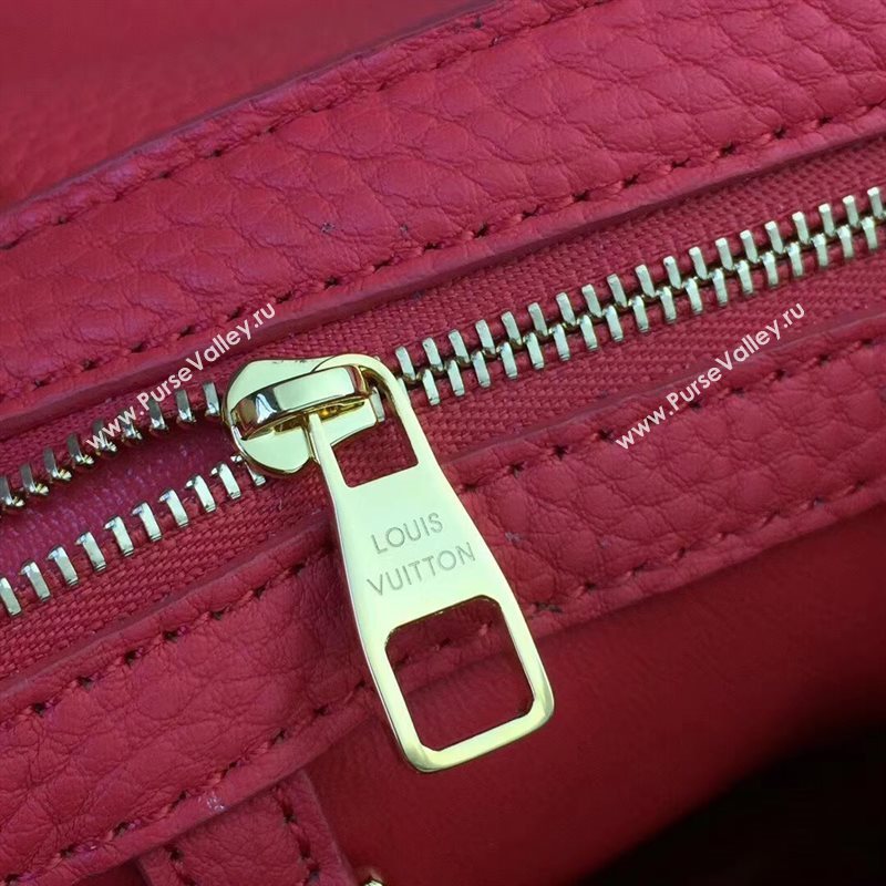 LV Louis Vuitton Capucines PM Bag Real Leather Shoulder Handbag M42242 Black with Red 6841
