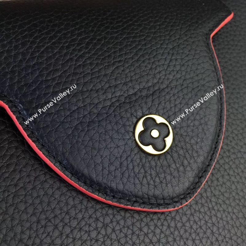 LV Louis Vuitton Capucines MM Bag Real Leather Tote Handbag M48864 Black with Red 6842