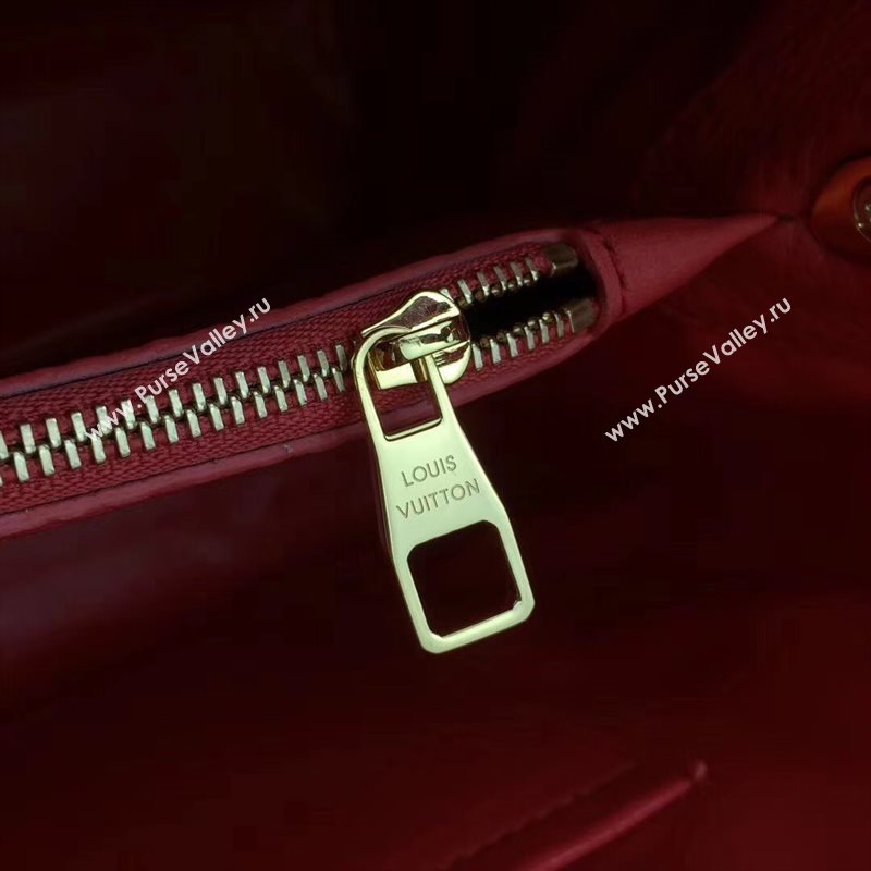 LV Louis Vuitton Capucines MM Bag Real Leather Tote Handbag M48864 Black with Red 6842