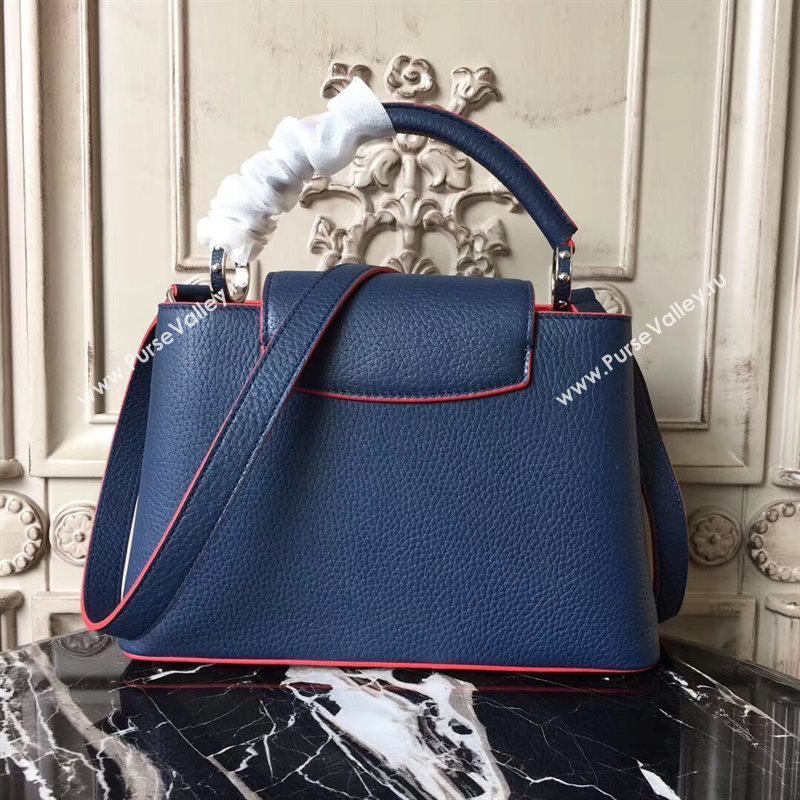 LV Louis Vuitton Capucines BB Bag Real Leather Shoulder Handbag M94755 Blue 6843