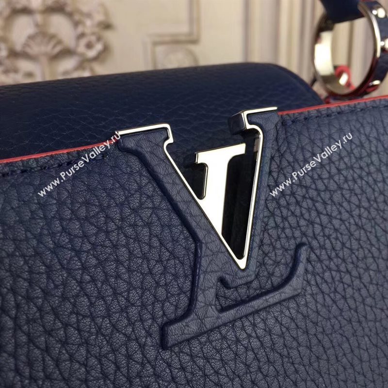 LV Louis Vuitton Capucines BB Bag Real Leather Shoulder Handbag M94755 Blue 6843