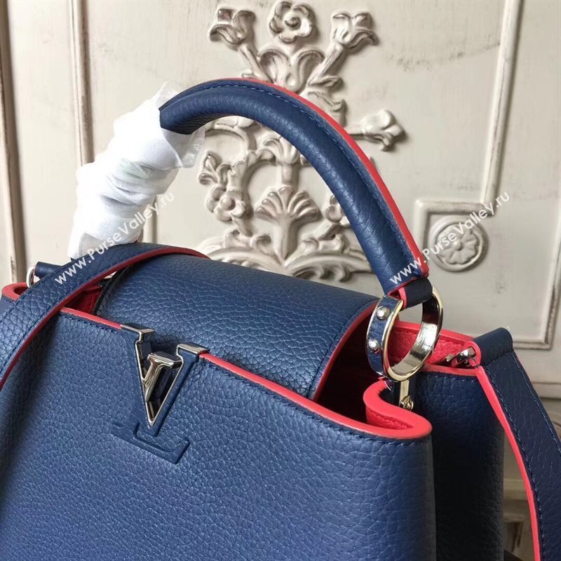 LV Louis Vuitton Capucines BB Bag Real Leather Shoulder Handbag M94755 Blue 6843