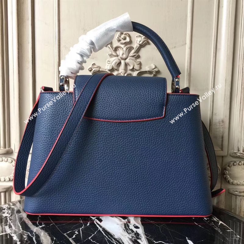 LV Louis Vuitton Capucines PM Bag Real Leather Shoulder Handbag M42245 Blue 6844