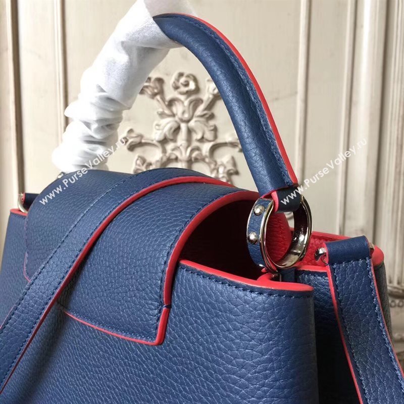 LV Louis Vuitton Capucines PM Bag Real Leather Shoulder Handbag M42245 Blue 6844