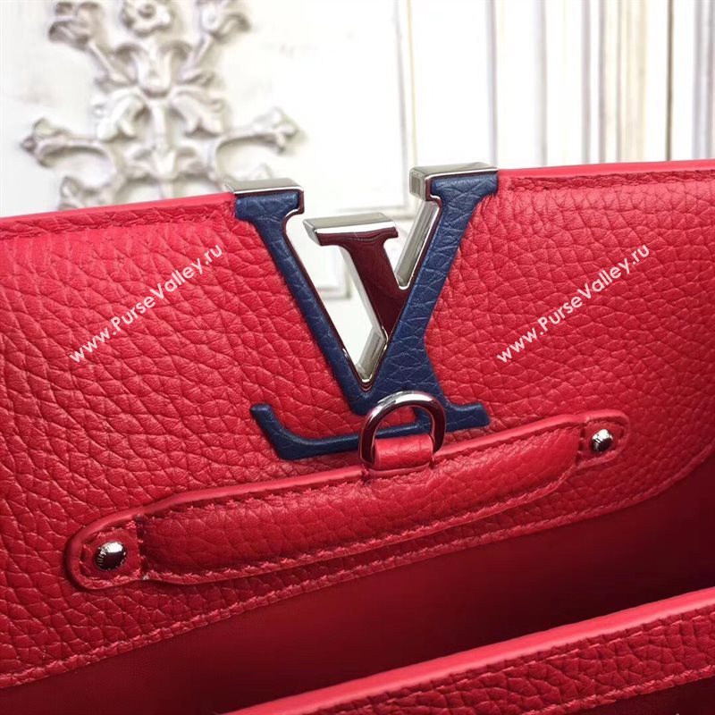 LV Louis Vuitton Capucines PM Bag Real Leather Shoulder Handbag M42245 Blue 6844