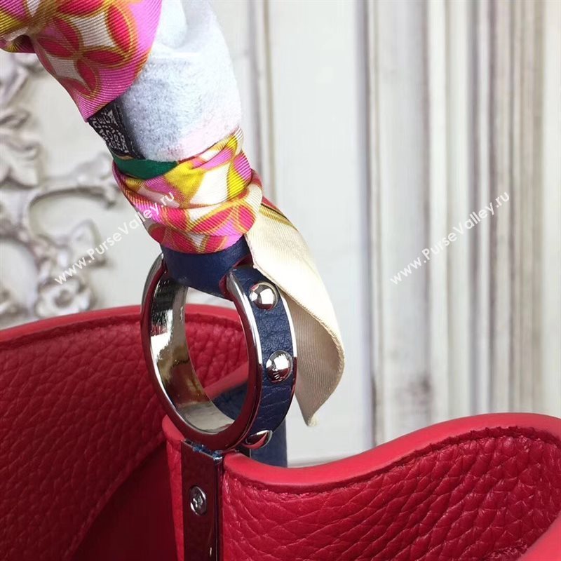 LV Louis Vuitton Capucines MM Bag Real Leather Tote Handbag M41813 Blue 6845