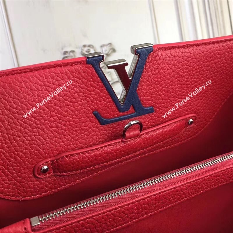 LV Louis Vuitton Capucines MM Bag Real Leather Tote Handbag M41813 Blue 6845