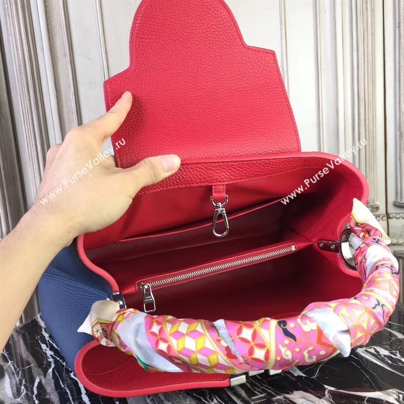 LV Louis Vuitton Capucines MM Bag Real Leather Tote Handbag M41813 Blue 6845