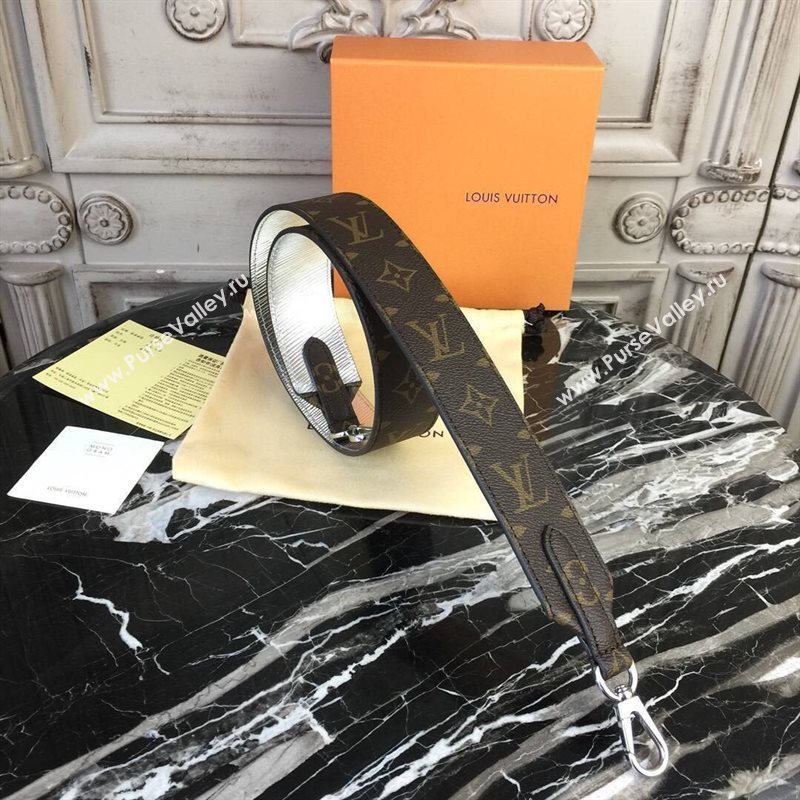 LV Louis Vuitton Monogram Shoulder Strap for Bag J02333 Silver 6852