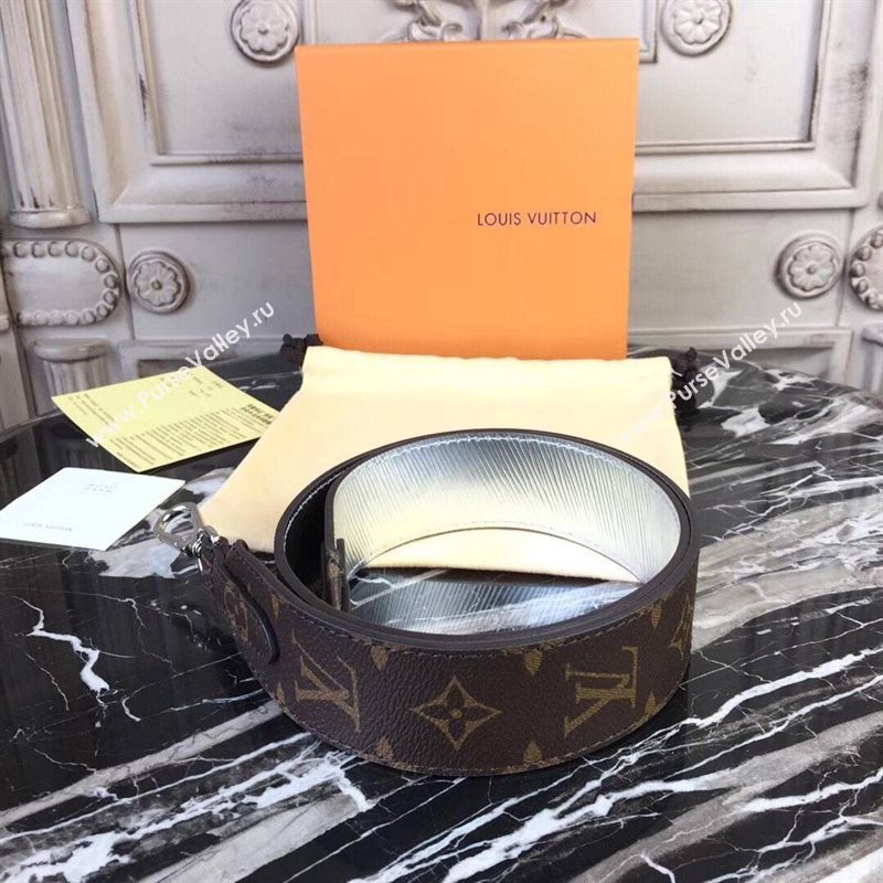 LV Louis Vuitton Monogram Shoulder Strap for Bag J02333 Silver 6852