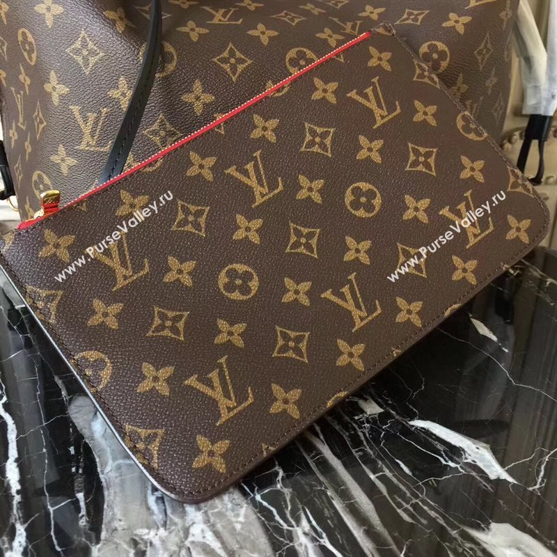 LV Louis Vuitton Neverfull 32 MM Handbag Monogram Cabas Bag M41177 Red 6856