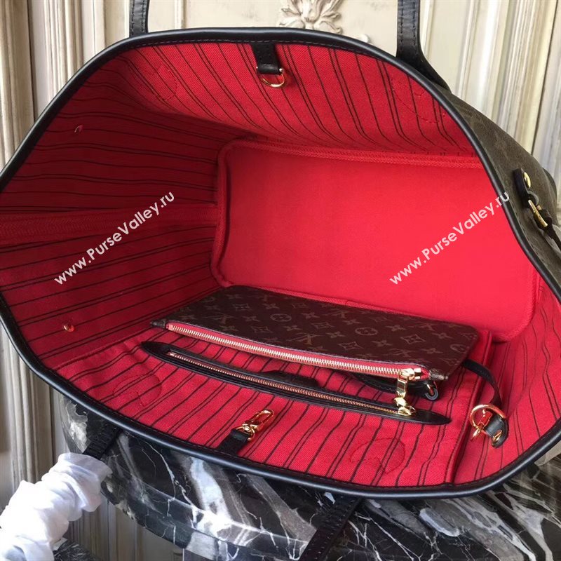 LV Louis Vuitton Neverfull 32 MM Handbag Monogram Cabas Bag M41177 Red 6856