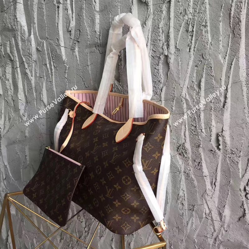 LV Louis Vuitton Neverfull 32 MM Handbag Monogram Cabas Bag M40995 Pink 6857