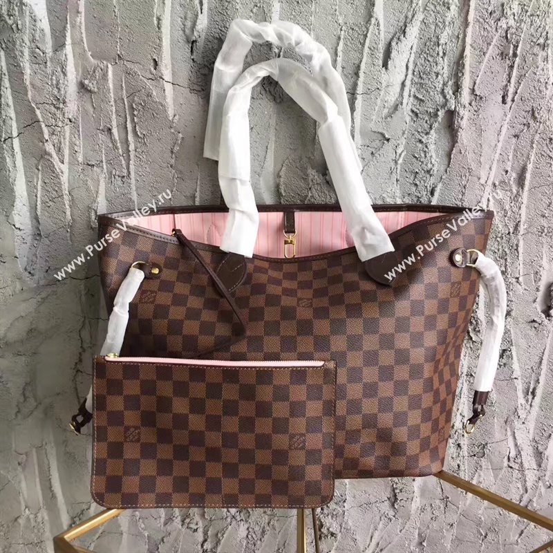 LV Louis Vuitton Neverfull 32 MM Handbag Damier Ebene Cabas Bag N41603 Coffee 6858