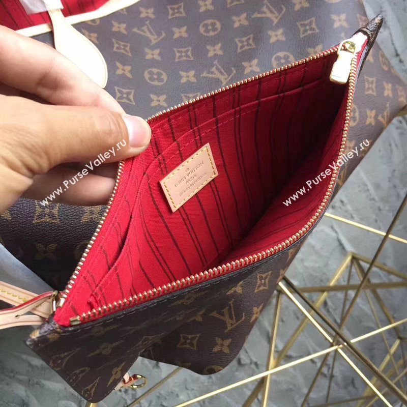 LV Louis Vuitton Neverfull 40 GM Handbag Monogram Cabas Bag M41177 Red 6860