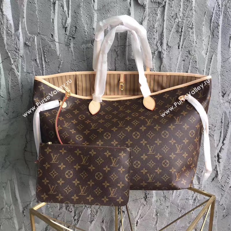 LV Louis Vuitton Neverfull GM Handbag 40cm Monogram Cabas Bag M40990 Beige 6862