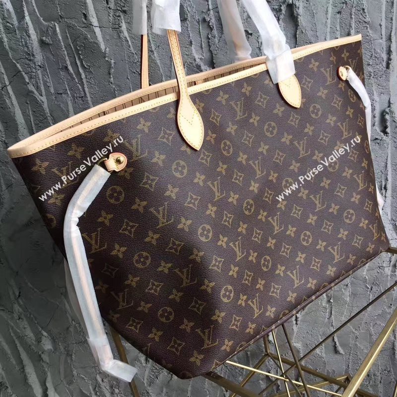 LV Louis Vuitton Neverfull GM Handbag 40cm Monogram Cabas Bag M40990 Beige 6862